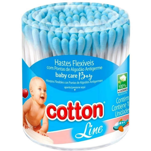 Hastes Flexiveis Cotton Baby Azul Cotonetes - 150 Unidades